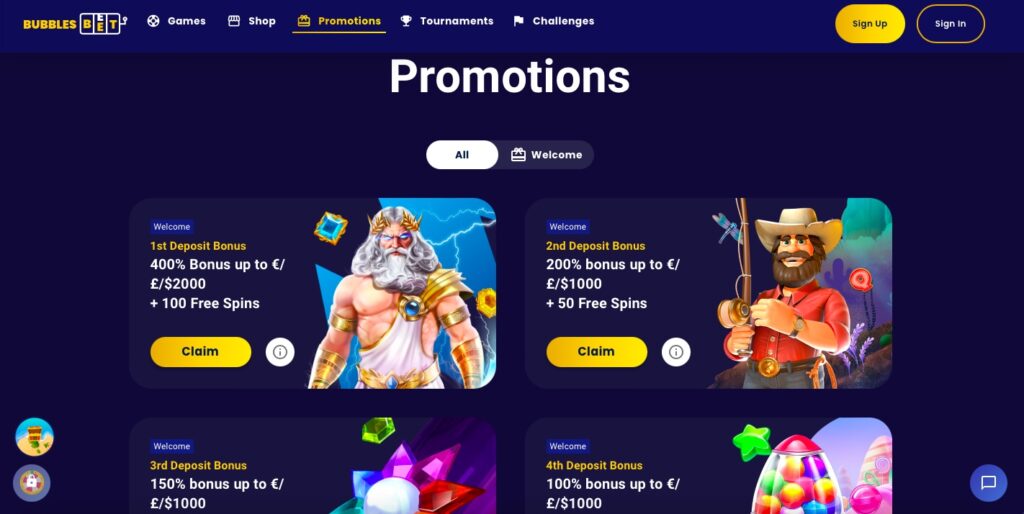 bubbles bet casino promotions 